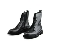 Veterboots En Bikerboots | Wijdte H^Durea Veterboot Zwart Print H