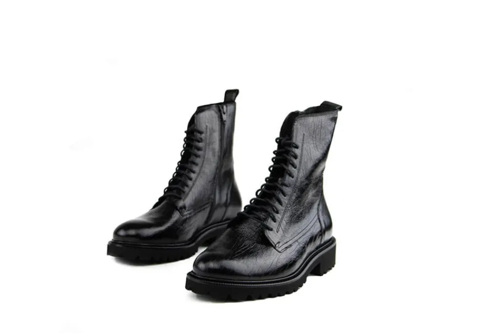Veterboots En Bikerboots | Wijdte K^Durea Veterboot Zwart Print