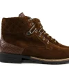Veterboots En Bikerboots | Wijdte H^Durea Veterboots Cognac Suede H-leest