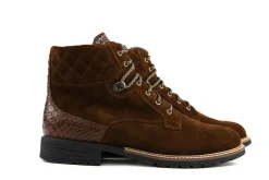 Veterboots En Bikerboots | Wijdte H^Durea Veterboots Cognac Suede H-leest