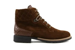 Veterboots En Bikerboots | Wijdte H^Durea Veterboots Cognac Suede H-leest