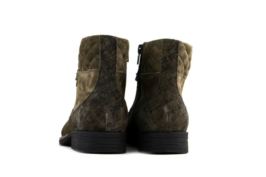 Veterboots En Bikerboots | Wijdte H^Durea Veterboots Khaki H-leest