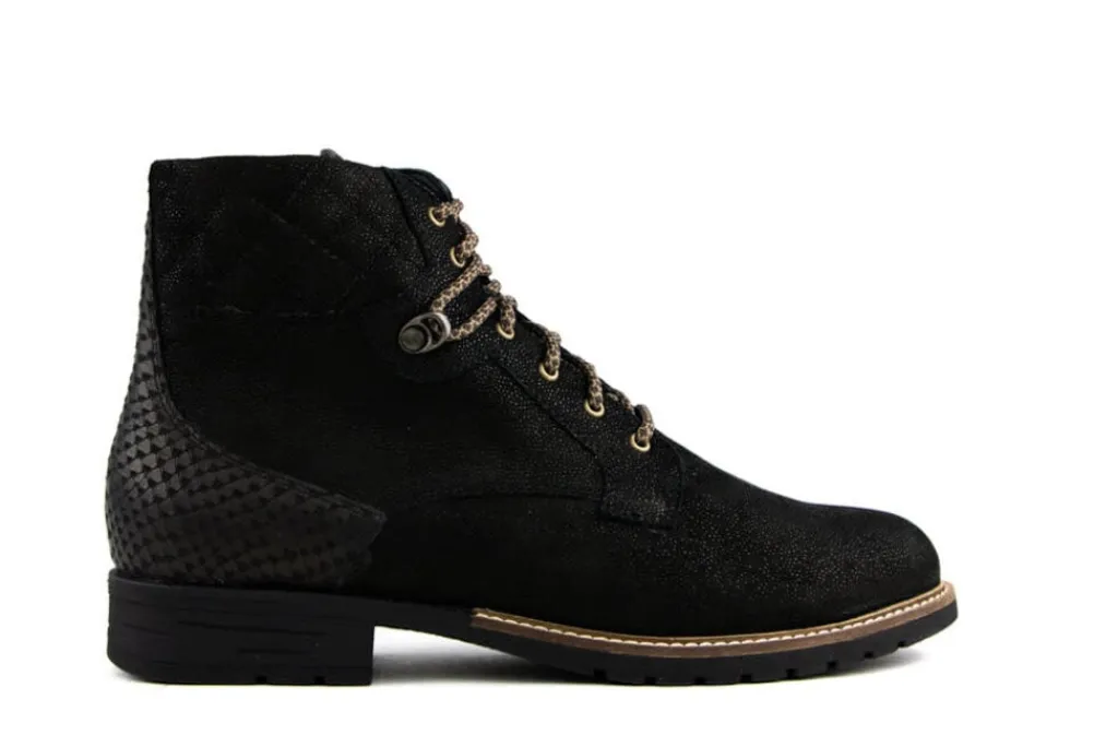 Veterboots En Bikerboots | Wijdte K^Durea Veterboots Zwart Combi K-leest