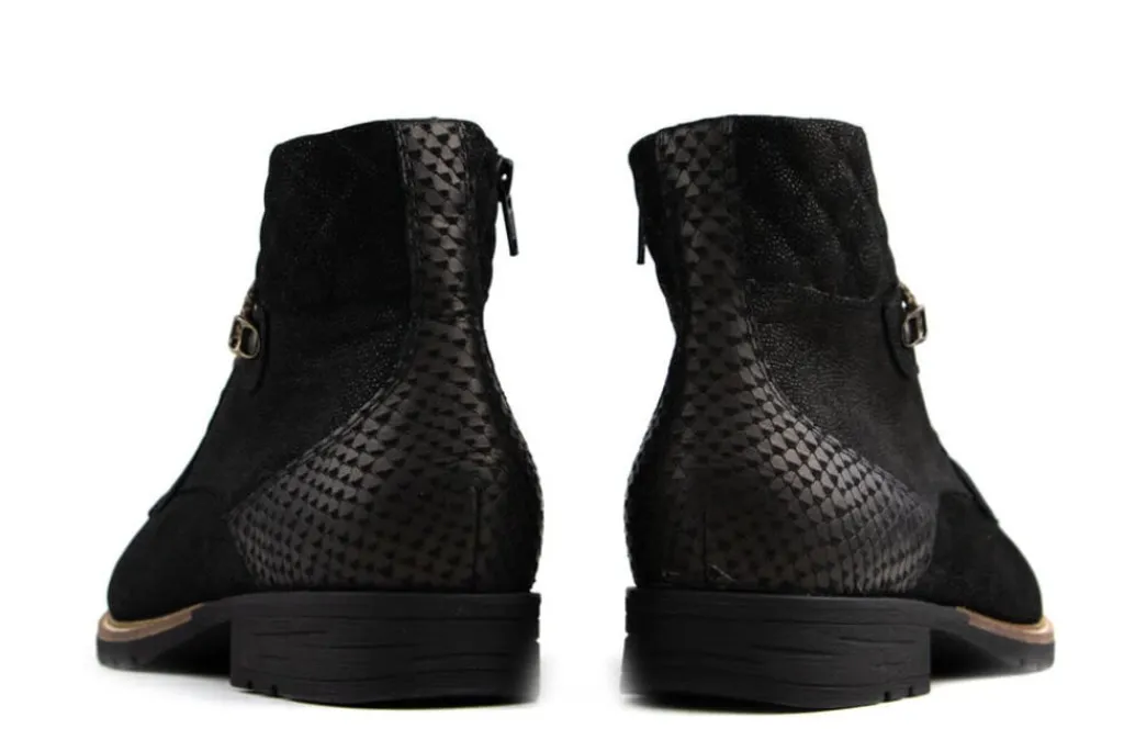 Veterboots En Bikerboots | Wijdte K^Durea Veterboots Zwart Combi K-leest