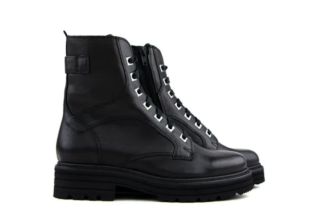 Veterboots En Bikerboots | Wijdte H^Durea Veterboots Zwart Palmira H-leest