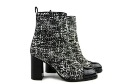 Enkellaarzen^Eva Luna Enkellaars Ivana Nero Tweed Vernice