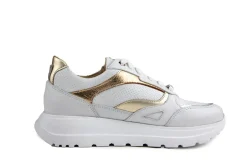 Sneakers | Wijdte H^Footnotes Sneaker Silke White Calf Perfo Gold