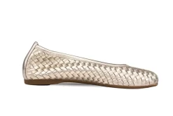 Ballerina's | Loafers / Instappers^Gabor Ballerina Metallic Puder Vlecht