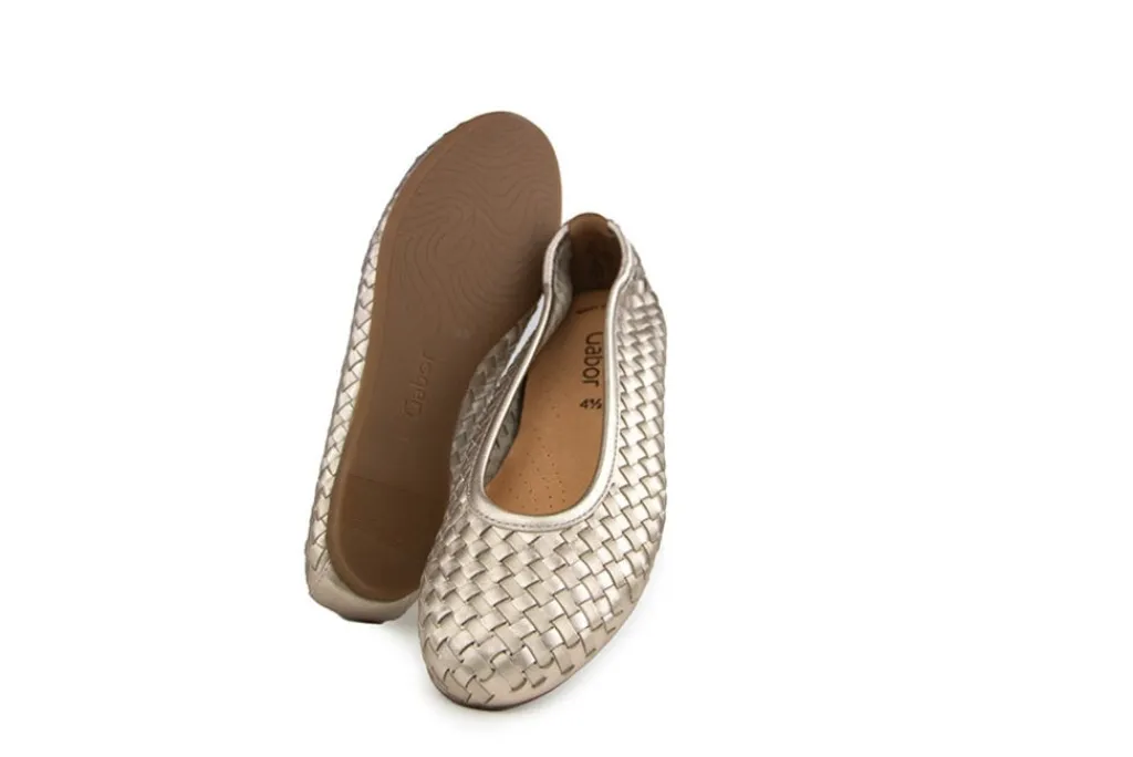 Ballerina's | Loafers / Instappers^Gabor Ballerina Metallic Puder Vlecht