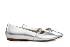 Bandschoenen^Gabor Bandschoen Shine Metallic Silber Kristal