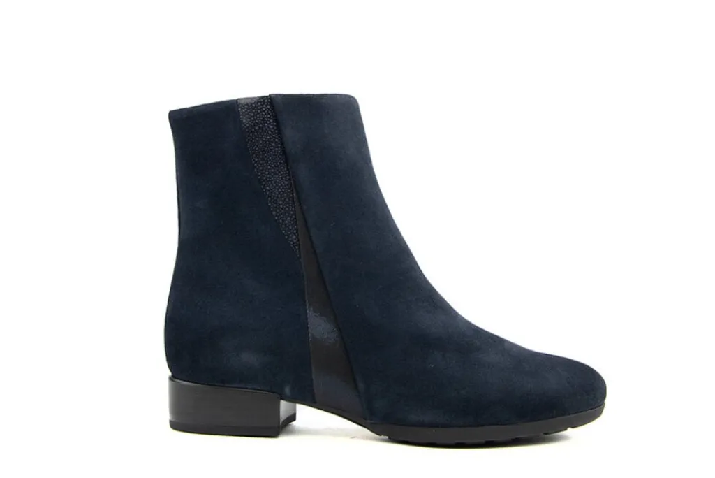 Enkellaarzen | Wijdte H^Gabor Enkellaars Dark Blue Suede Combi