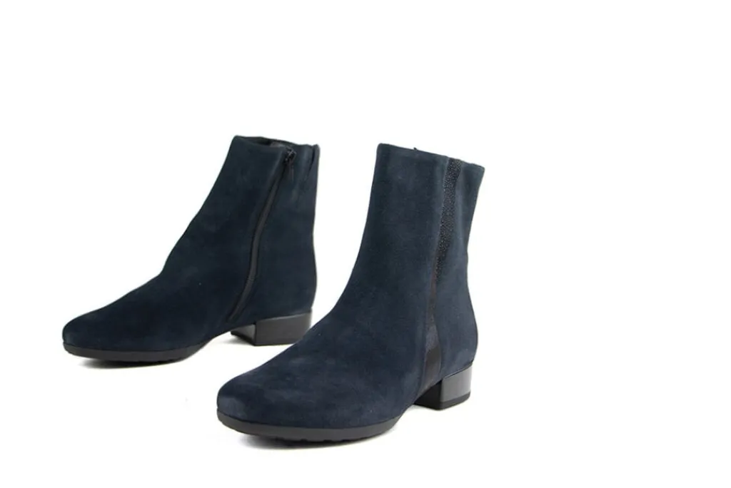 Enkellaarzen | Wijdte H^Gabor Enkellaars Dark Blue Suede Combi