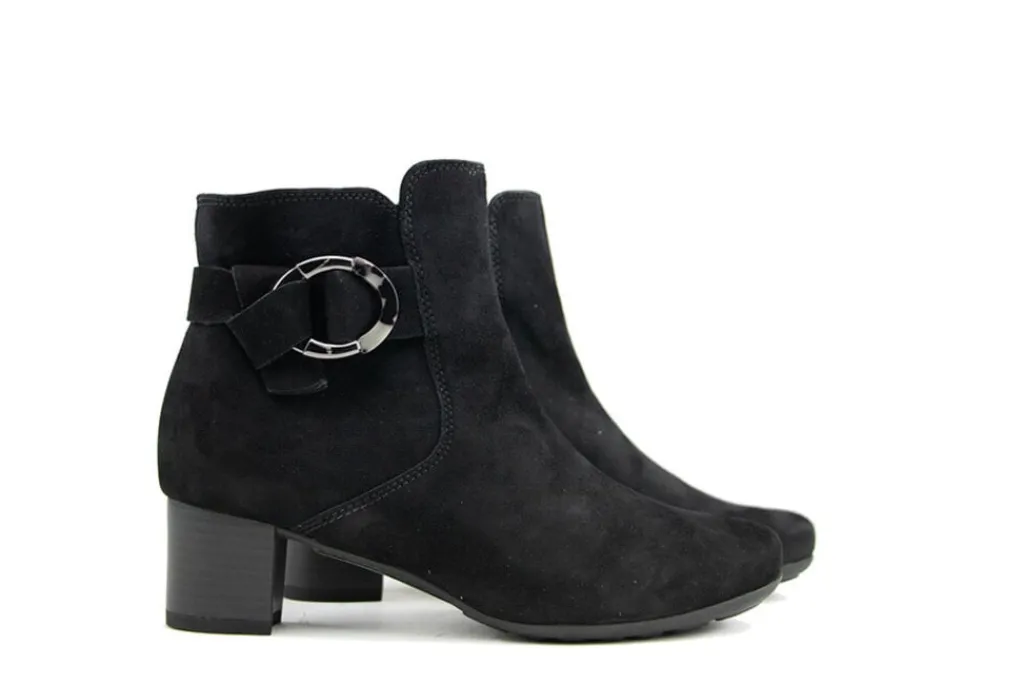 Enkellaarzen^Gabor Enkellaars Gesp Schwarz Suede