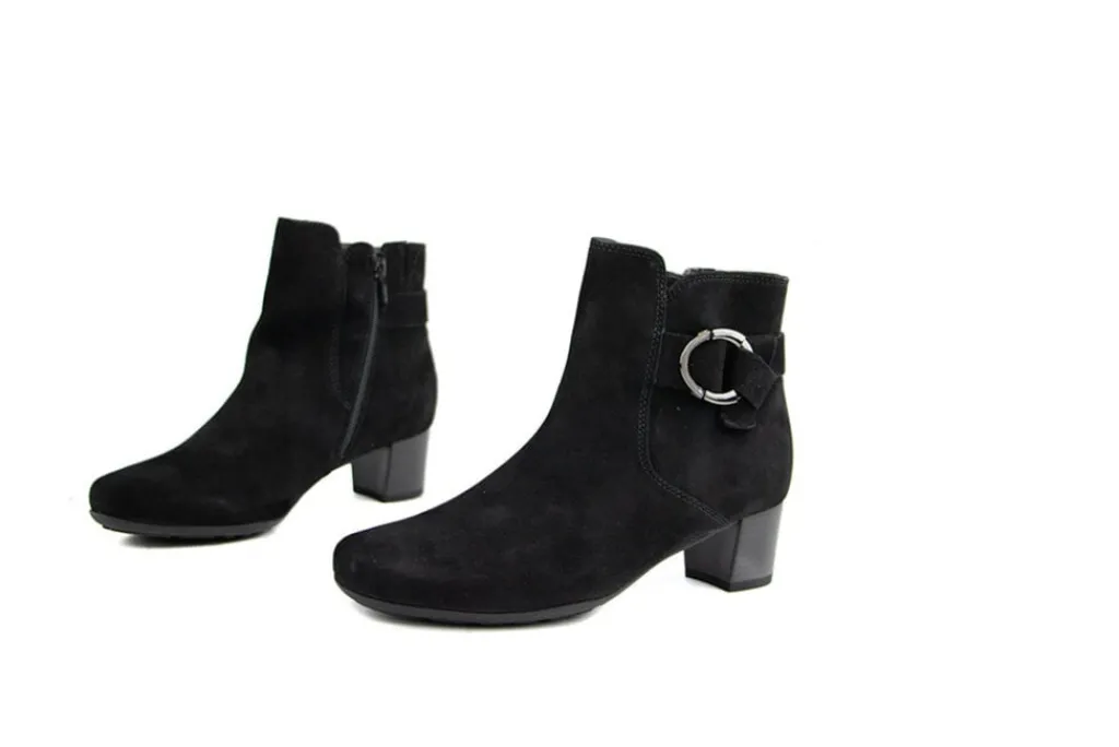 Enkellaarzen^Gabor Enkellaars Gesp Schwarz Suede