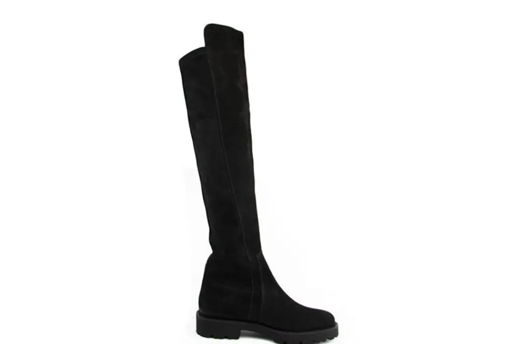 Laarzen | Knielaarzen^Gabor Knielaars Schwarz Strass Nubuck Stretch