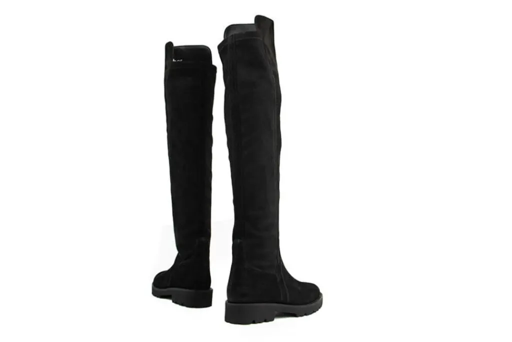 Laarzen | Knielaarzen^Gabor Knielaars Schwarz Strass Nubuck Stretch