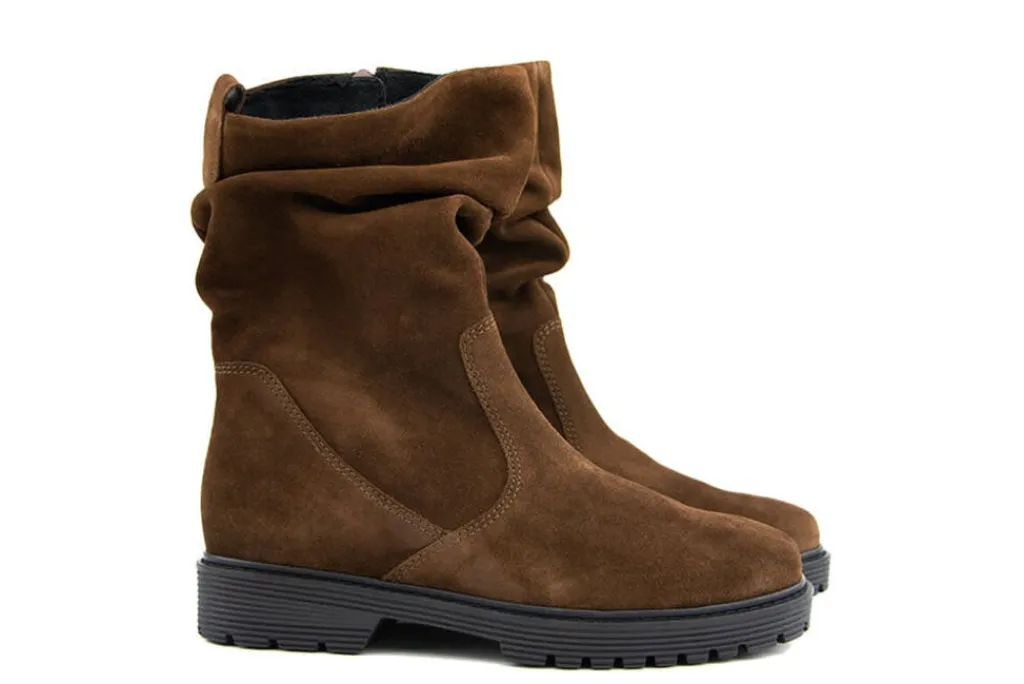 Enkellaarzen^Gabor Korte Laars Plooi Whisky Suede