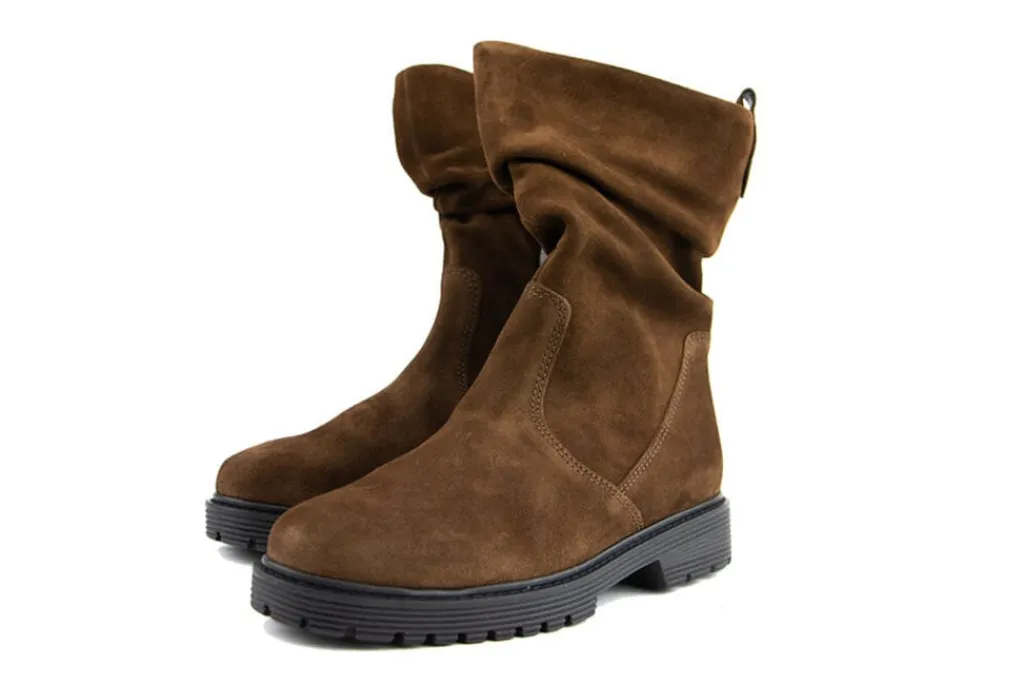 Enkellaarzen^Gabor Korte Laars Plooi Whisky Suede