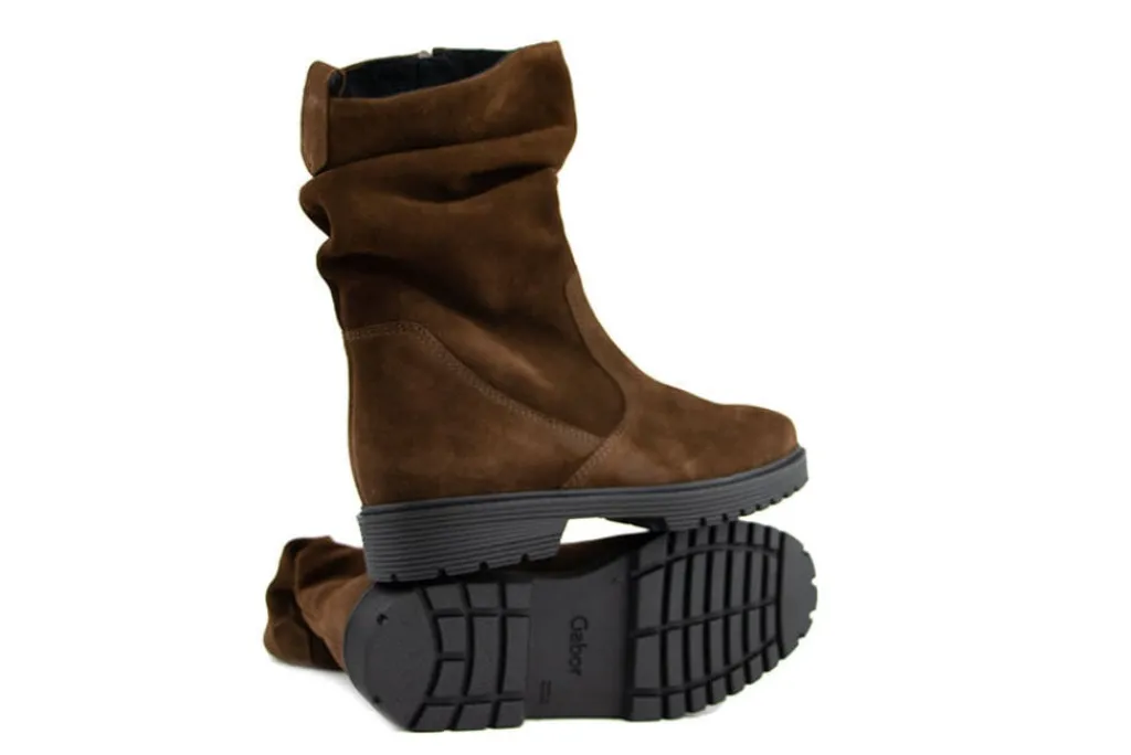 Enkellaarzen^Gabor Korte Laars Plooi Whisky Suede