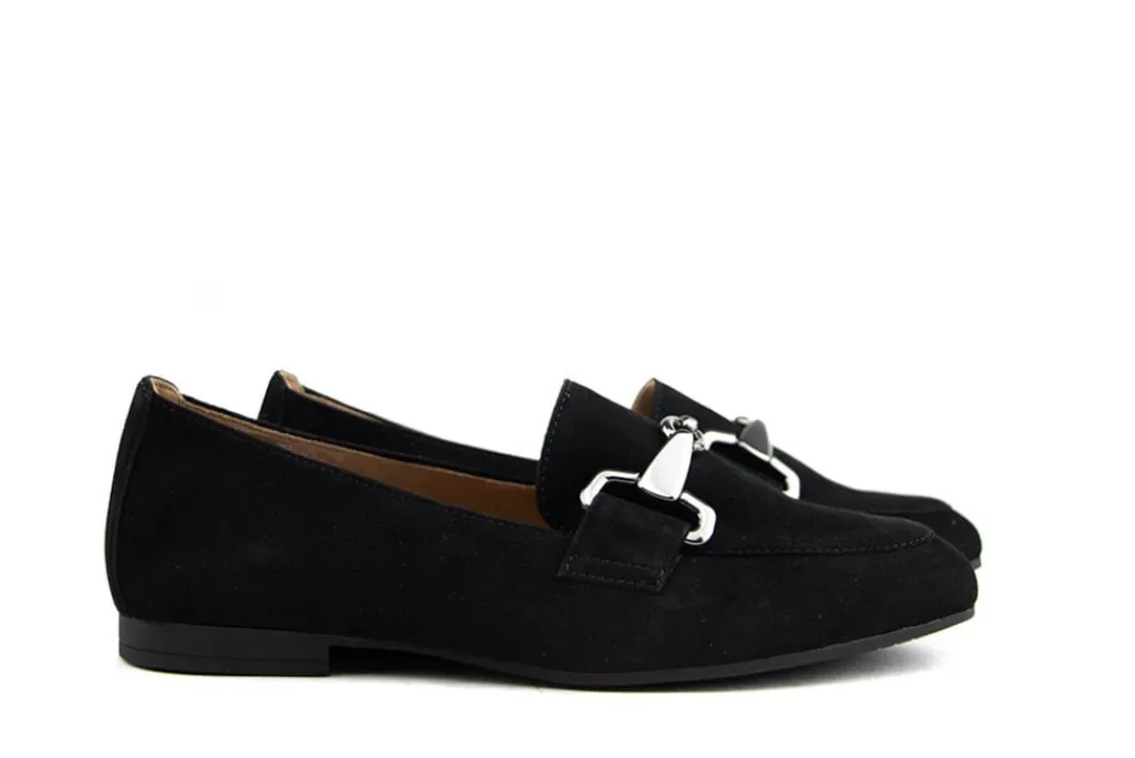 Instappers | Loafers / Instappers^Gabor Loafer Bit Schwarz Altsilber Suede