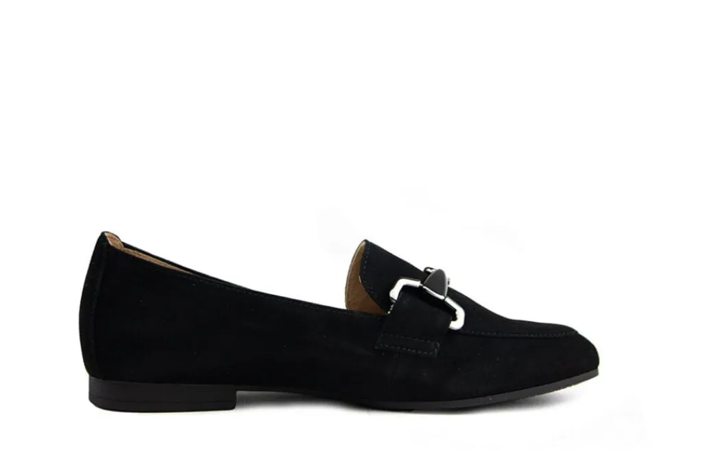 Instappers | Loafers / Instappers^Gabor Loafer Bit Schwarz Altsilber Suede
