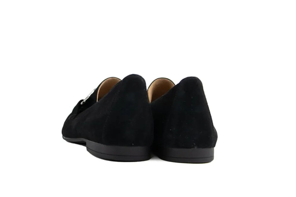 Instappers | Loafers / Instappers^Gabor Loafer Bit Schwarz Altsilber Suede
