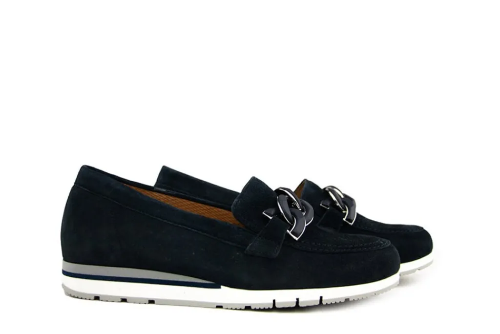 Loafers / Instappers^Gabor Loafer Ketting Dark Blue Suede