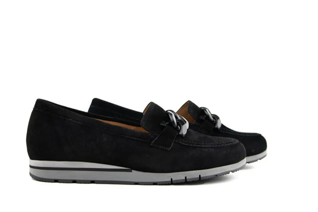 Instappers | Loafers / Instappers^Gabor Loafer Ketting Schwarz Suede