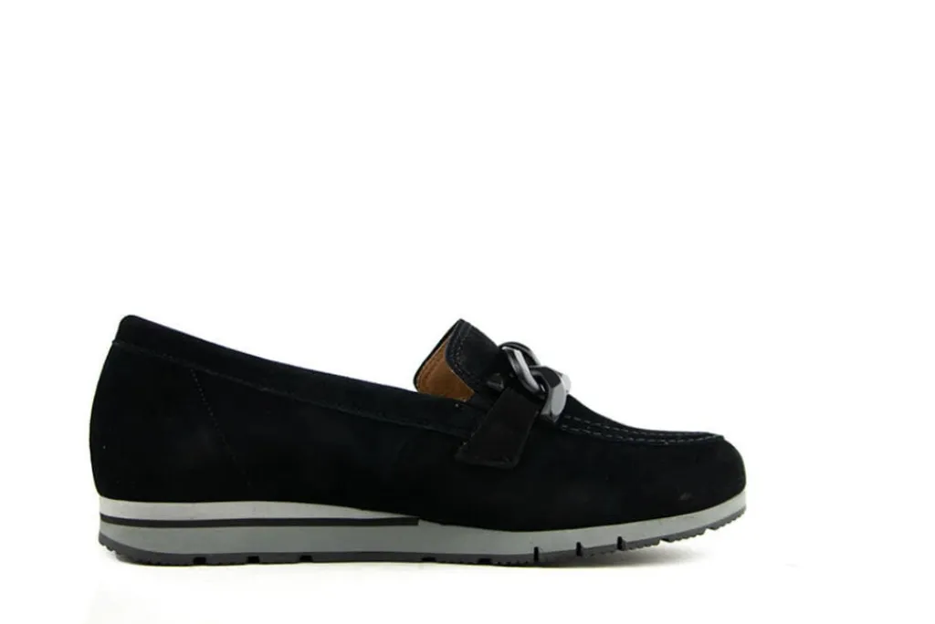 Instappers | Loafers / Instappers^Gabor Loafer Ketting Schwarz Suede