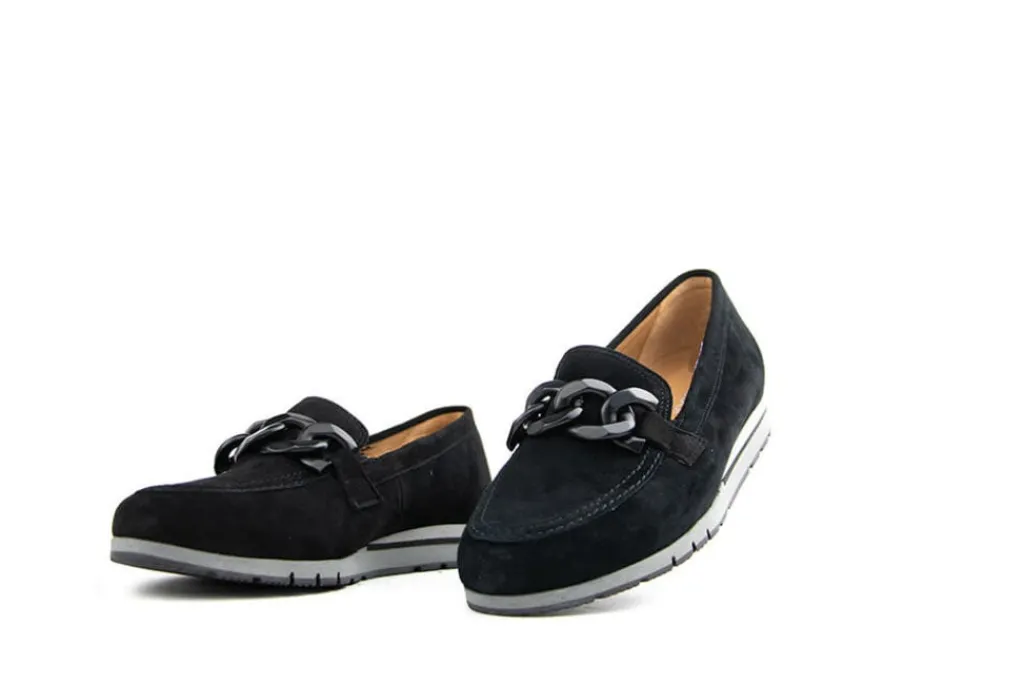 Instappers | Loafers / Instappers^Gabor Loafer Ketting Schwarz Suede