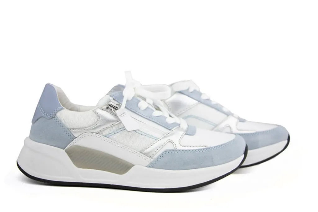 Sneakers^Gabor Rolling Soft Sneaker Weiss Lagune Silber