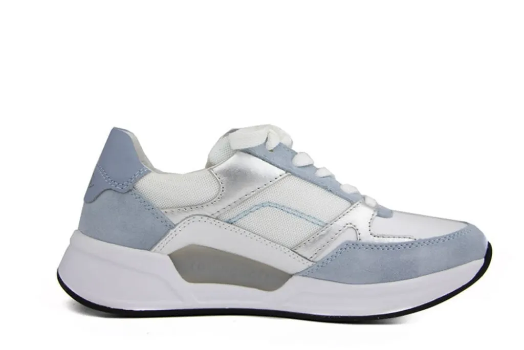 Sneakers^Gabor Rolling Soft Sneaker Weiss Lagune Silber