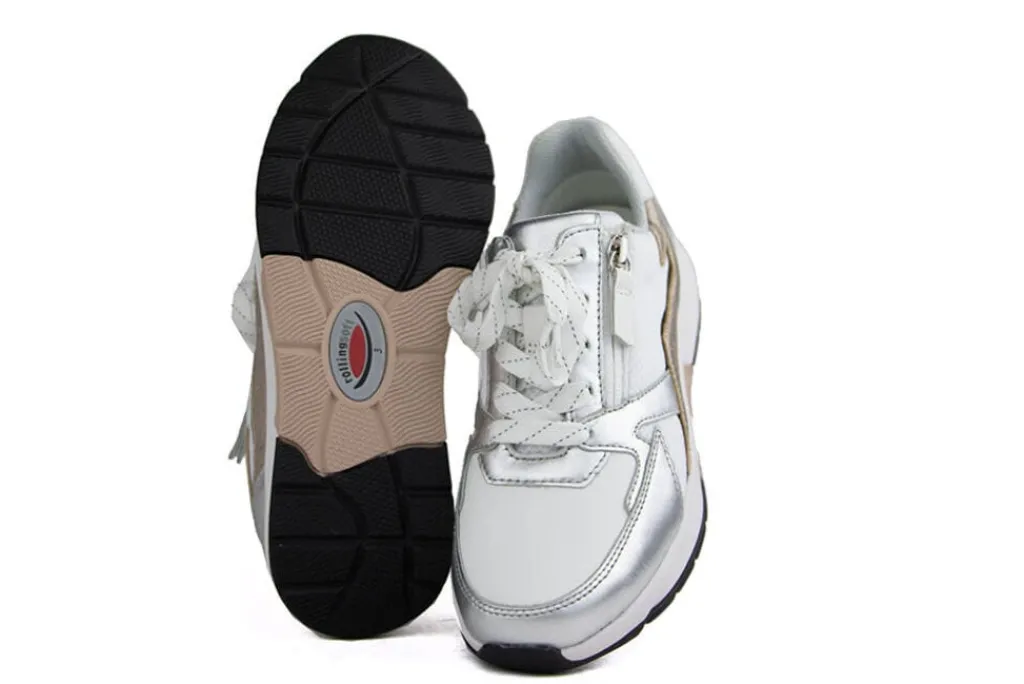 Sneakers^Gabor Rolling Soft Sneaker Weiss Silber Puder