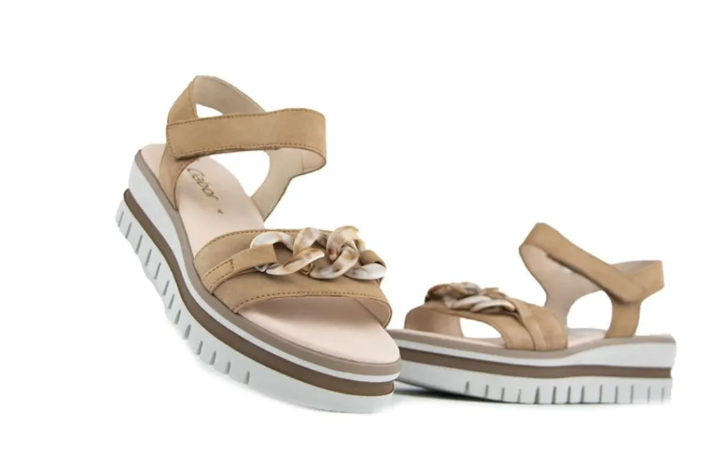 Sandalen | Sandalen En Slippers^Gabor Sandaal Ketting Caramel Suede