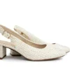 Wijdte G | Pumps^Gabor Slingback Pump Creme Gold Lounge Lurex