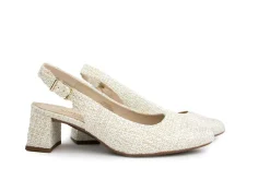 Wijdte G | Pumps^Gabor Slingback Pump Creme Gold Lounge Lurex