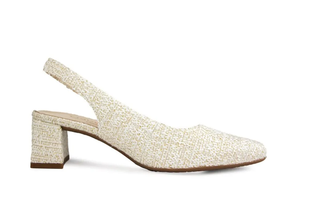 Wijdte G | Pumps^Gabor Slingback Pump Creme Gold Lounge Lurex