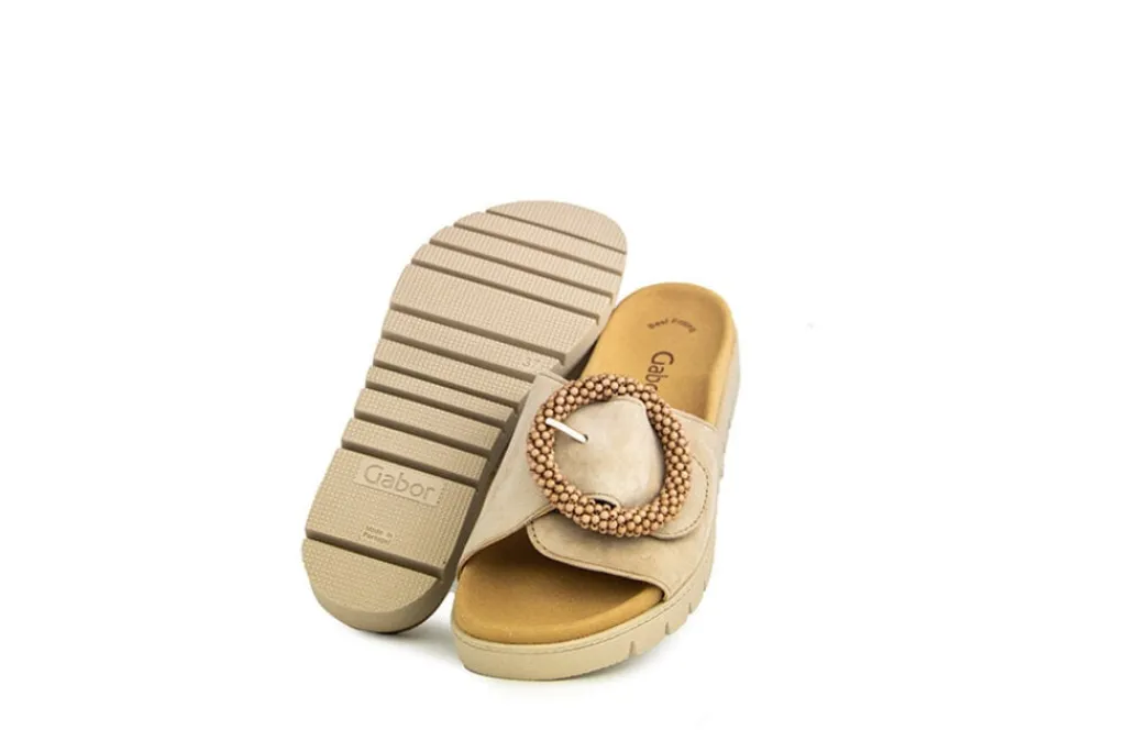 Slippers | Sandalen En Slippers^Gabor Slipper Gesp Caramel Suede