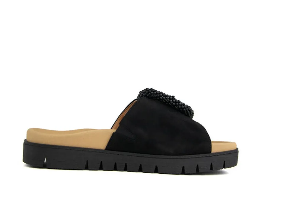 Slippers | Sandalen En Slippers^Gabor Slipper Gesp Schwarz Suede