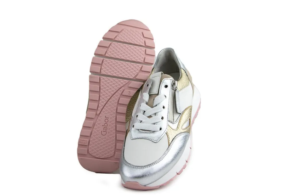 Sneakers^Gabor Sneaker Latte Silber Rose Metal