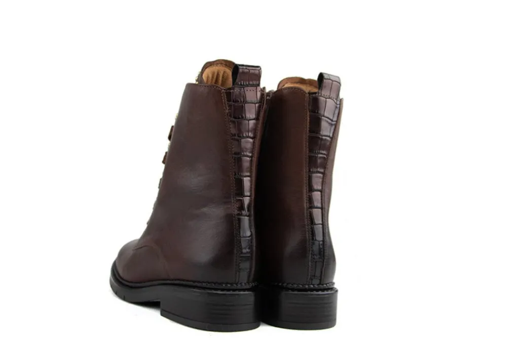 Veterboots En Bikerboots^Gabor Veterboot Sattel Gold Varenne Kroko