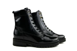 Veterboots En Bikerboots^Gabor Veterboot Schwarz Knautschlack