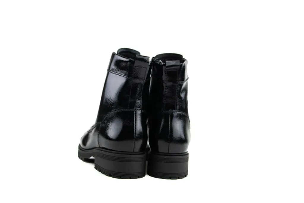 Veterboots En Bikerboots^Gabor Veterboot Schwarz Knautschlack