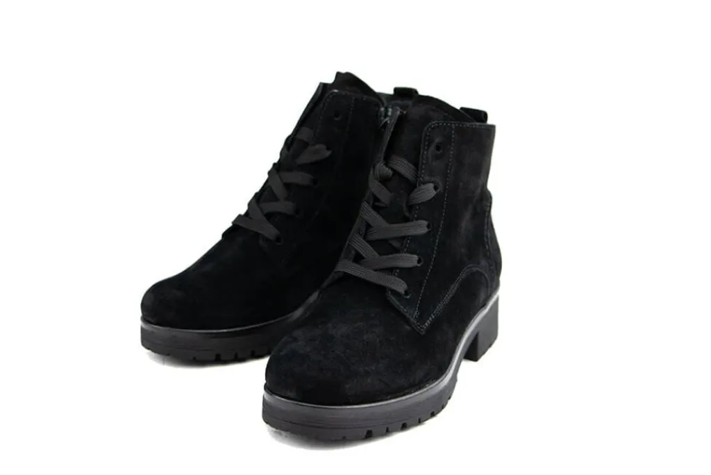 Veterboots En Bikerboots^Gabor Veterboot Schwarz Suede