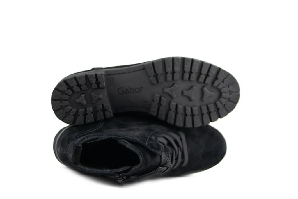 Veterboots En Bikerboots^Gabor Veterboot Schwarz Suede