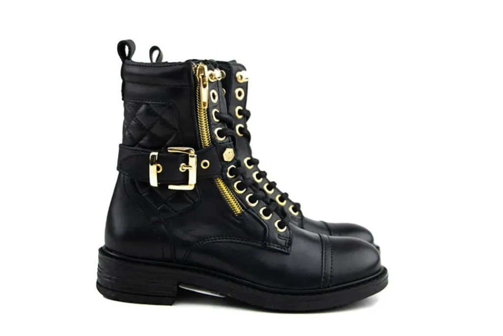 Veterboots En Bikerboots^GIGA Veterboot Gesp Tramonto Black