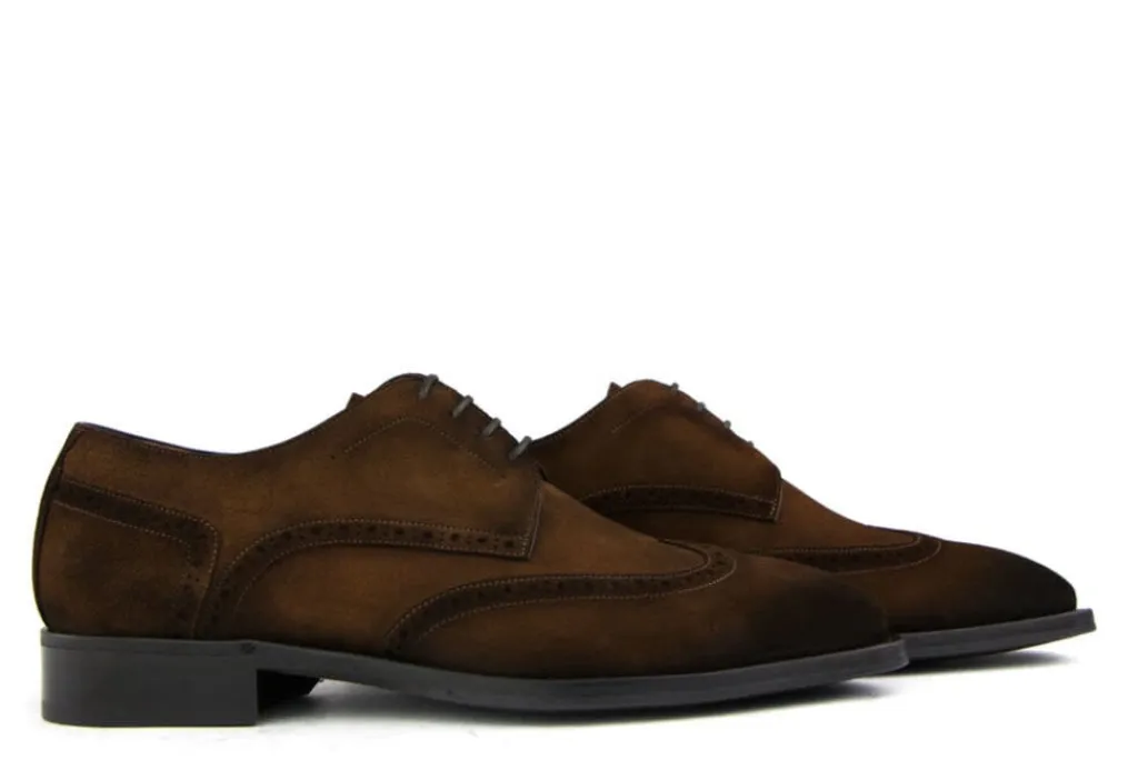 Veterschoenen | Nette Schoenen^Greve Veterschoen Utrecht Bruin Suede K-wijdte