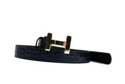 Damesaccessoires | Riemen^HAN Riem Aveline Donkerblauw Croco