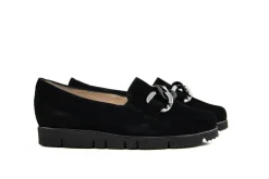 Loafers | Wijdte G^Hassia Loafer Ketting Zwart Suede