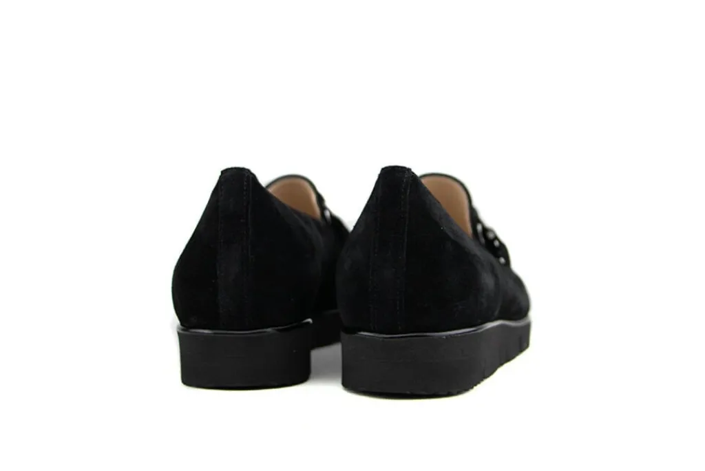 Loafers | Wijdte G^Hassia Loafer Ketting Zwart Suede